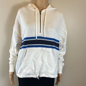 Spiritual Gangster white and metallic blue striped hoodie New